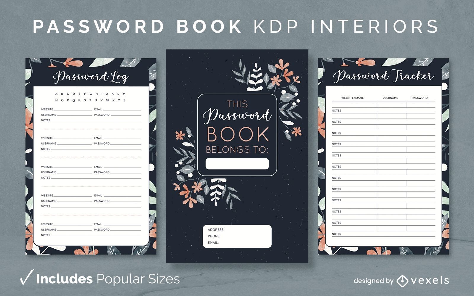 Floral password book KDP interior design