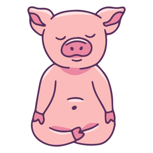 Piggy color stroke meditating PNG Design