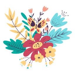 Flower leaves and butterfly PNG Design