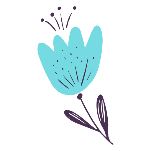 Sky blue flower doodle PNG Design