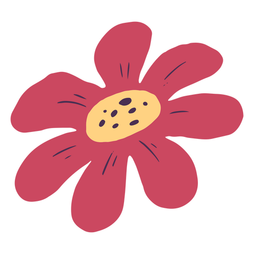 Flor plana vermelha e laranja Desenho PNG