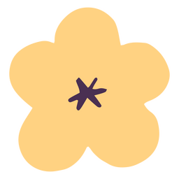 Flor plana negra y amarilla Diseño PNG