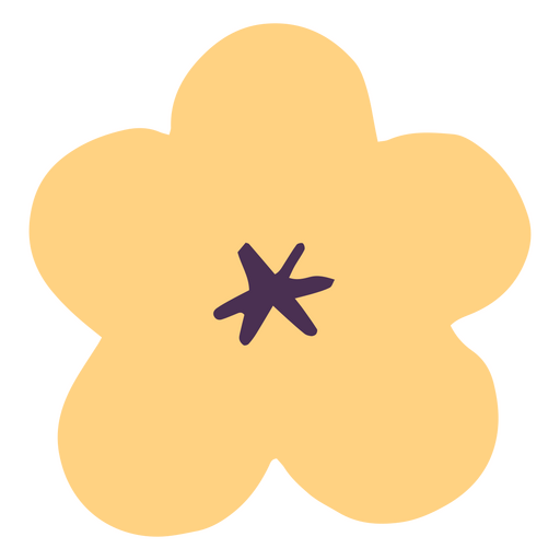 Schwarze und gelbe flache Blume PNG-Design