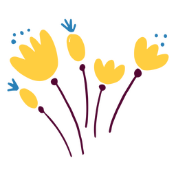 Flores de garabato amarillo Diseño PNG