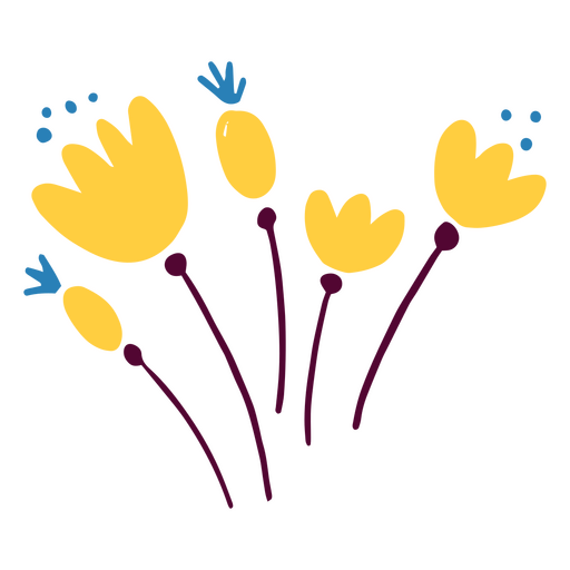 Flores de garabato amarillo Diseño PNG