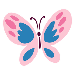 Mariposa con alas azules y rosas