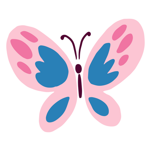Borboleta com asas azuis e rosa