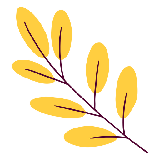 Frühling flache gelbe Blätter PNG-Design