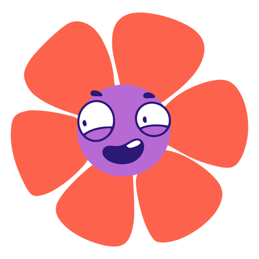 Flor de dibujos animados burlándose Diseño PNG