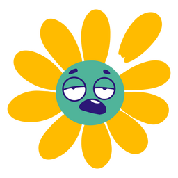 Flor de dibujos animados aburrido Diseño PNG