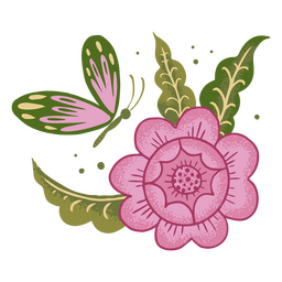 Spring illustration flower and butterfly PNG Design Transparent PNG