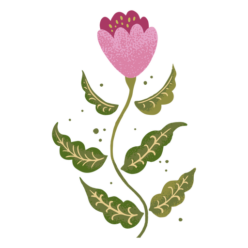 Flor de ilustración de primavera con tallo Diseño PNG