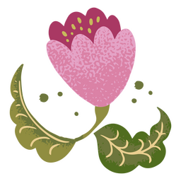Spring illustration flower and leaves PNG Design