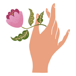 Mano y flor de ilustración de primavera Diseño PNG