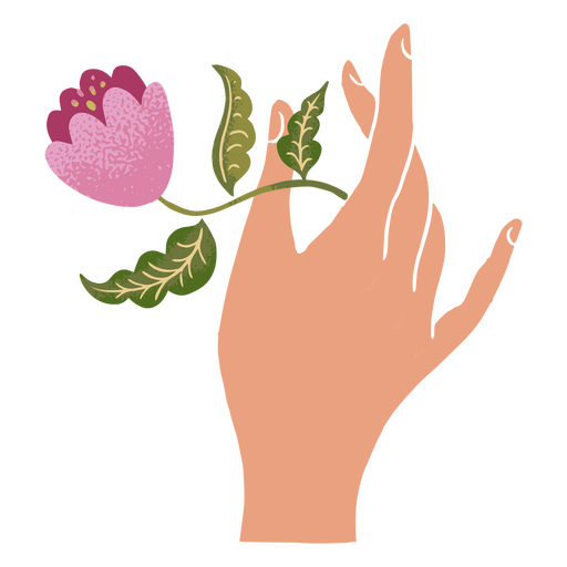 flor e mão de ilustração de primavera Desenho PNG