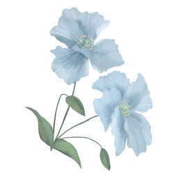 Flower branch textured blue PNG Design