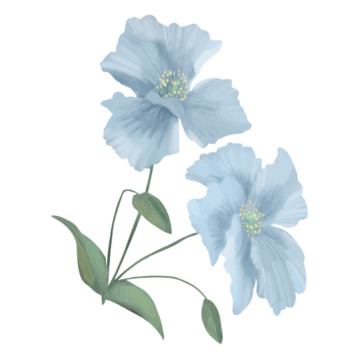 Flor rama textura azul Diseño PNG