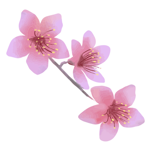 Blumenzweig texturiert rosa PNG-Design