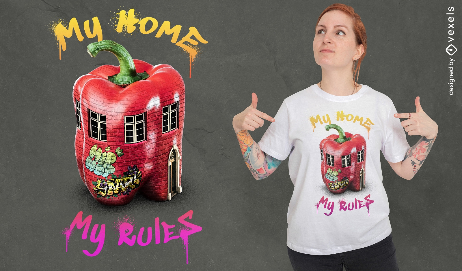 Pimienta vegetal casa divertida camiseta psd