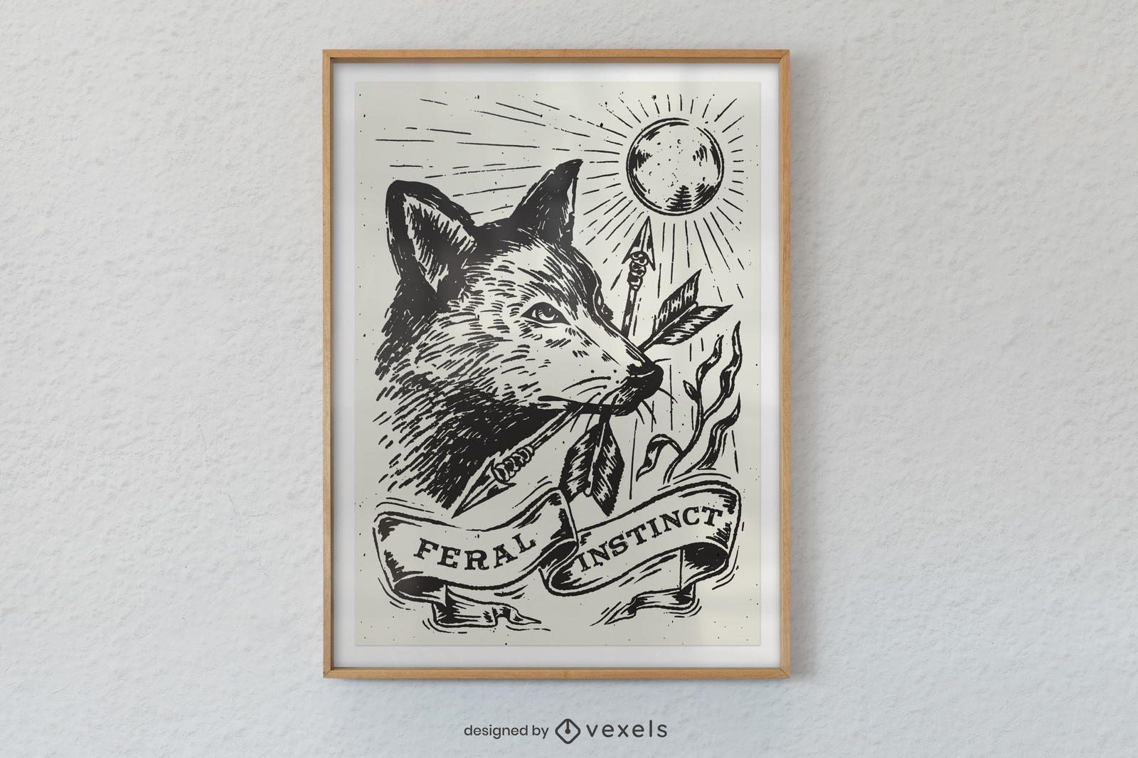 Diseño de cartel de instinto de lobo.