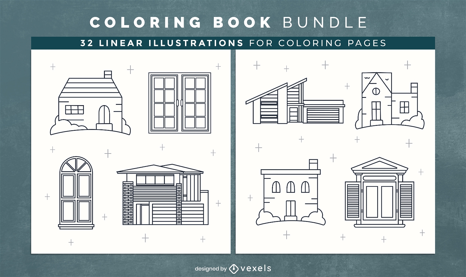 Páginas de design de livro para colorir de casa