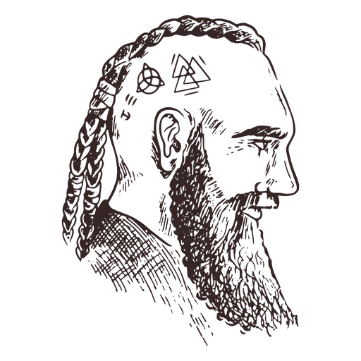 Perfil de hombre vikingo Diseño PNG