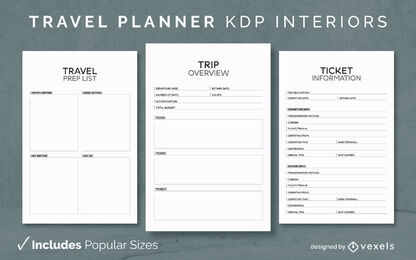 Modelo de design de diário do planejador de viagens KDP