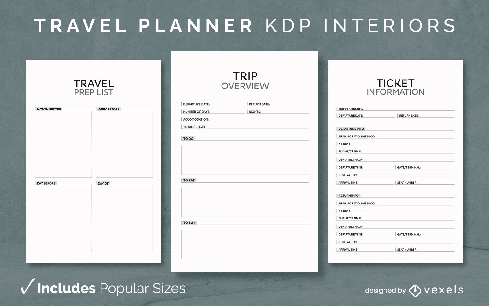 Reiseplaner-Tagebuch-Designvorlage KDP