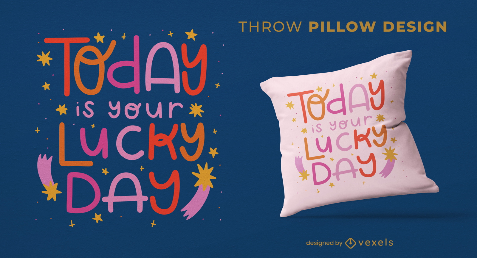 Lucky day quote throw pillow design