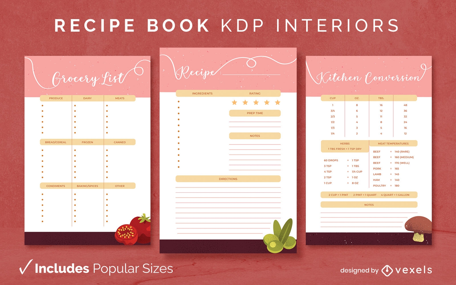 Plantilla de diseño de libro de cocina de letras KDP