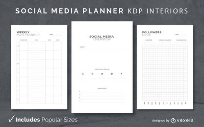 Modelo de diário de mídia social KDP design de interiores