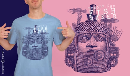 Giant statue hand drawn nature t-shirt psd