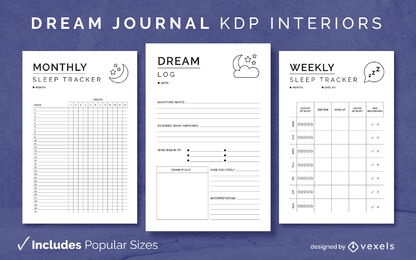 Modelo de design de diário do rastreador de sonhos KDP