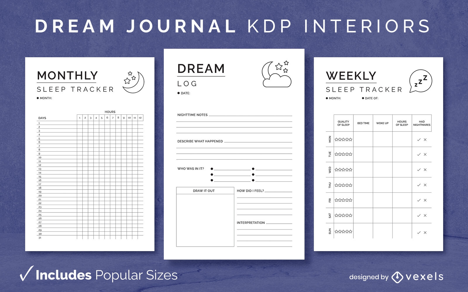 Dream tracker journal design template KDP