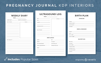 Plantilla de diseño de diario de embarazo simple KDP