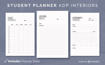 Plantilla de diseño de agenda de estudiante KDP
