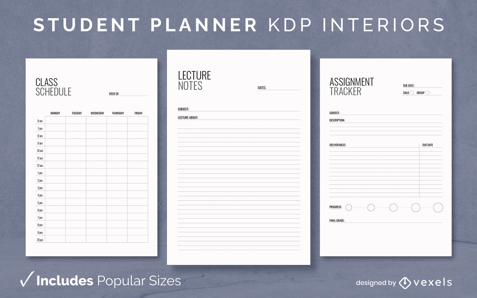 Plantilla de diseño de agenda de estudiante KDP