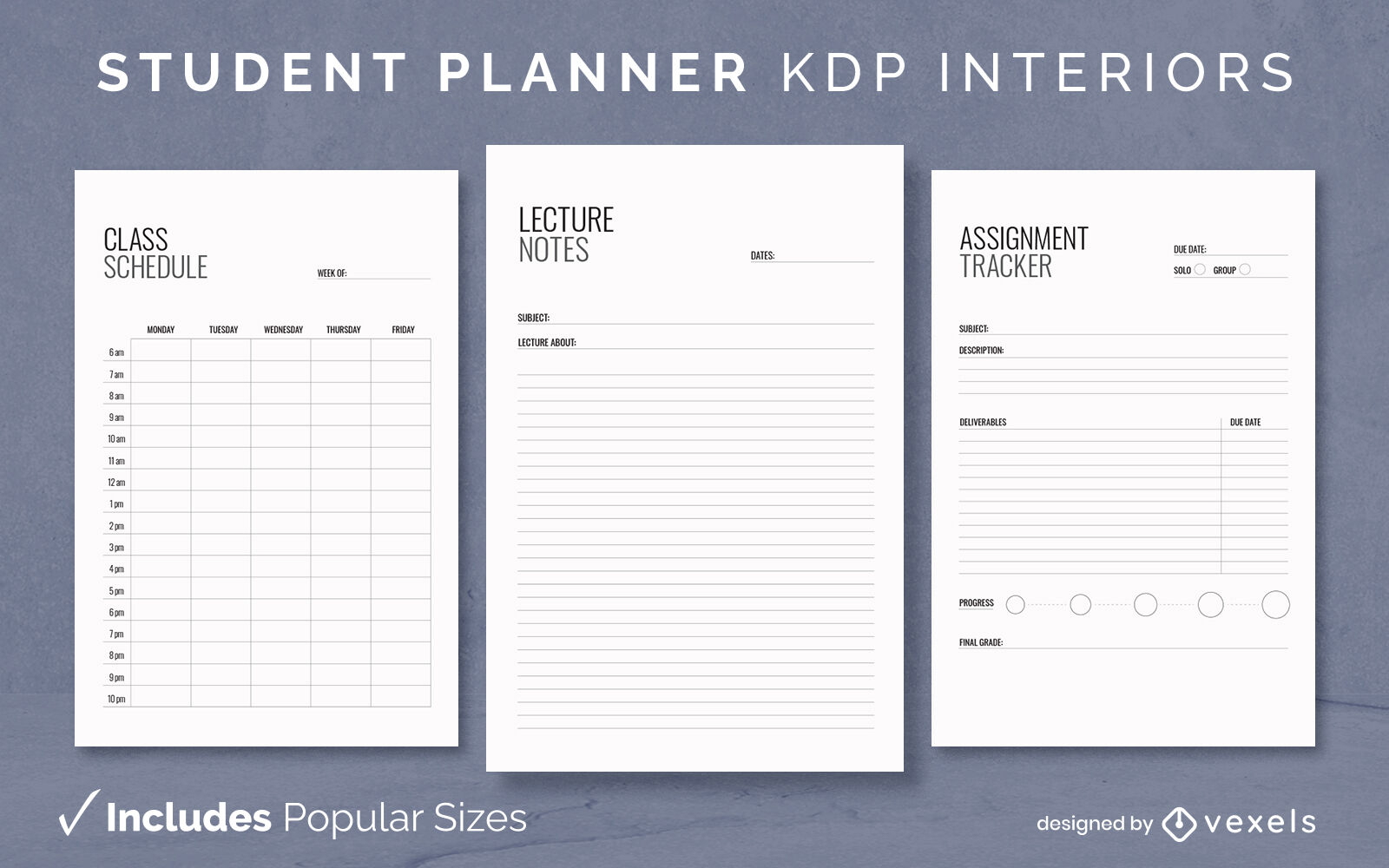 Plantilla de diseño de agenda de estudiante KDP