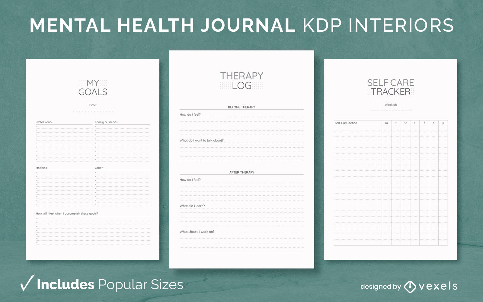 Modelo de design de diário de saúde mental simples KDP