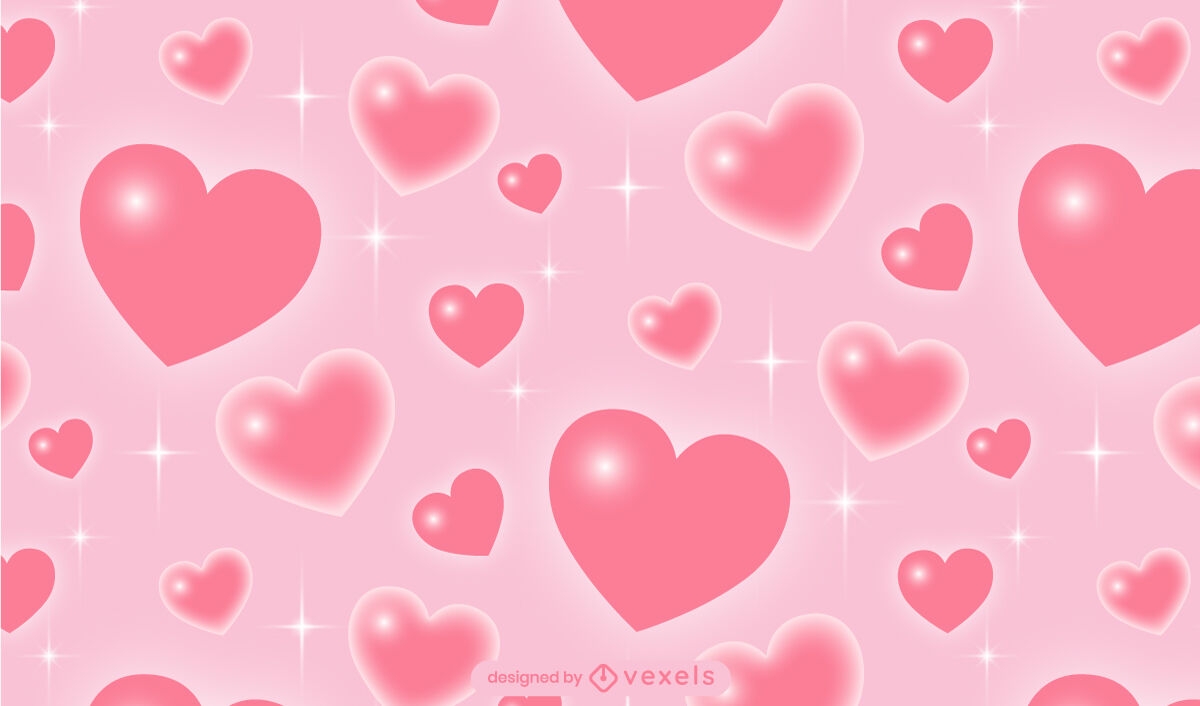 Design de padrão tileable de corações brilhantes para o dia dos namorados
