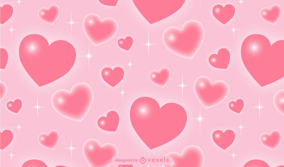 Shiny hearts Valentine's Day tileable pattern design