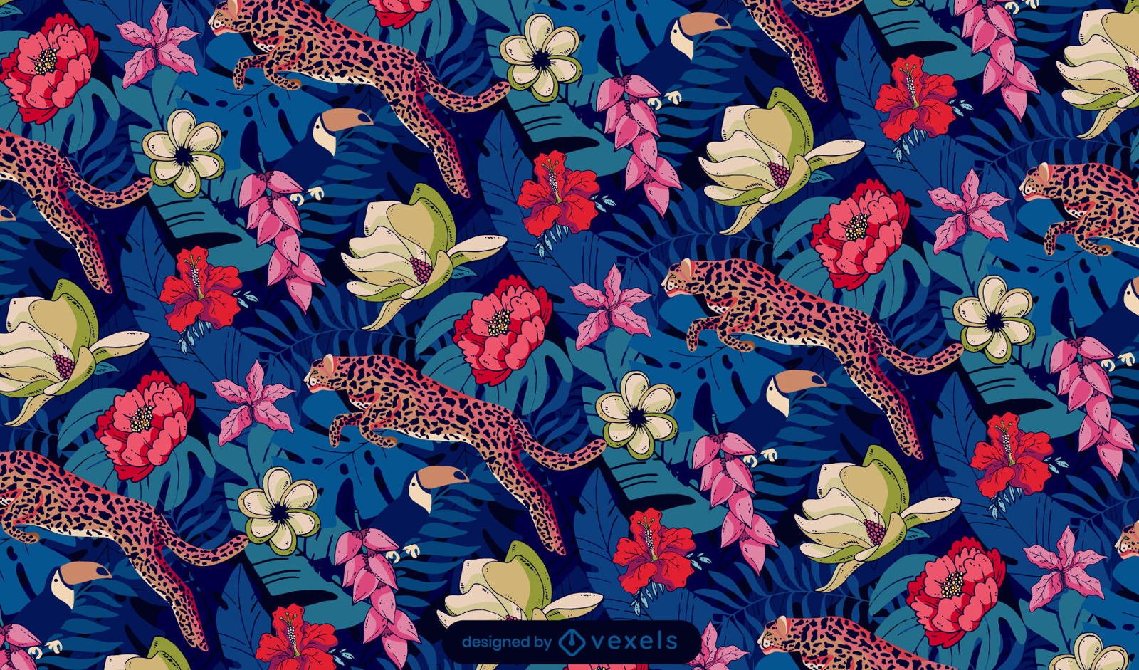 Design de padr?o tileable de flores tropicais