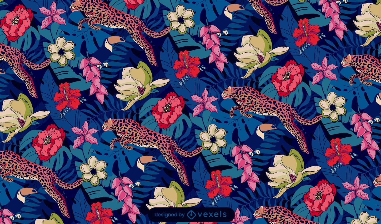 Diseño de patrones enlosables de flores tropicales