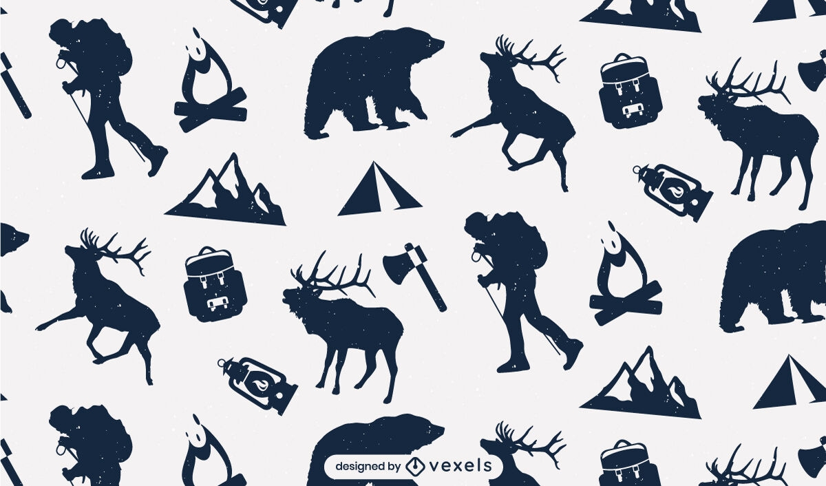 Camping-Silhouetten-Muster-Design