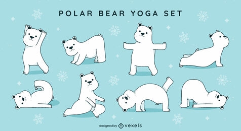 Conjunto de caracteres de ioga de urso polar