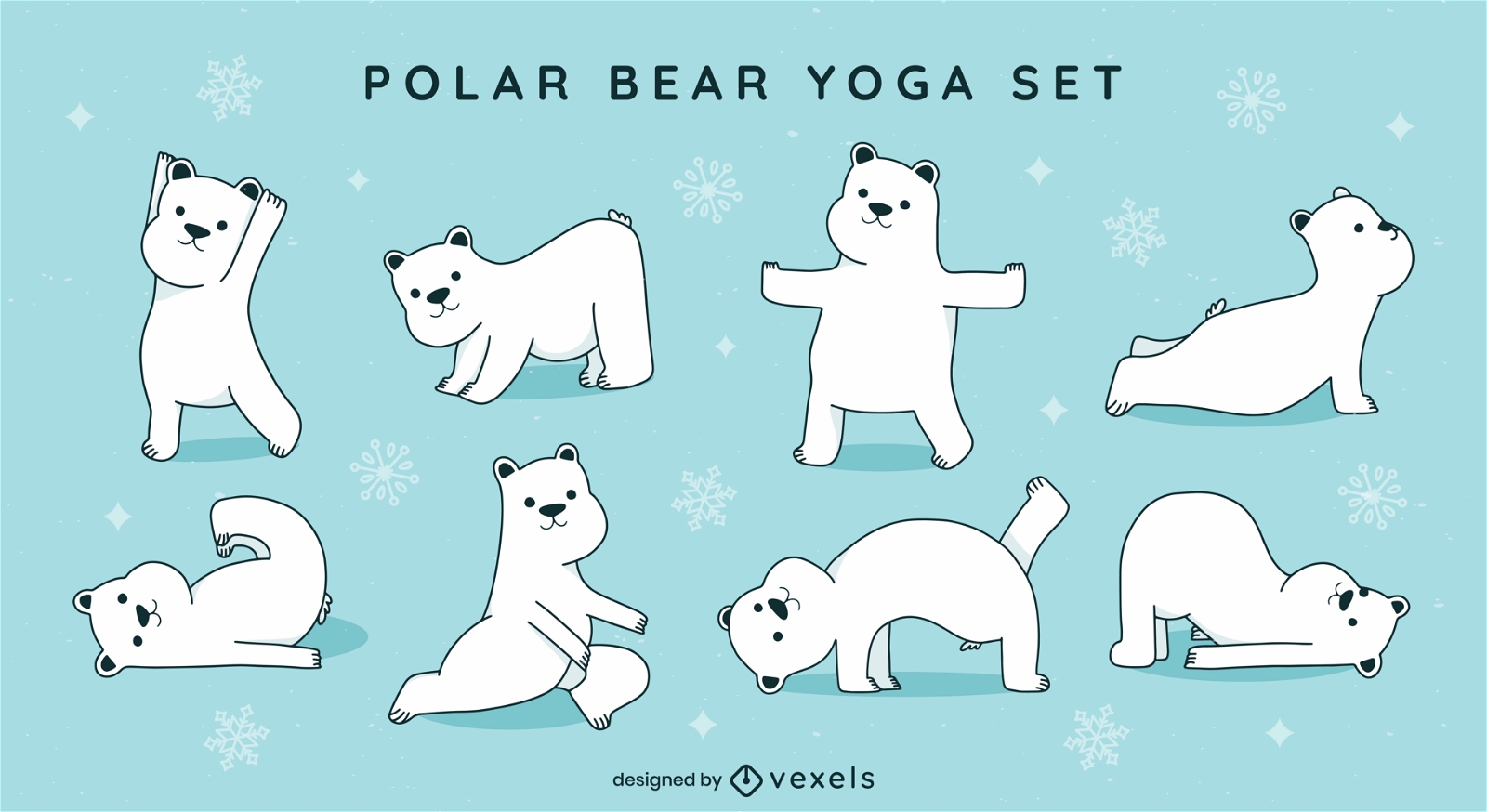 Conjunto de caracteres de ioga de urso polar