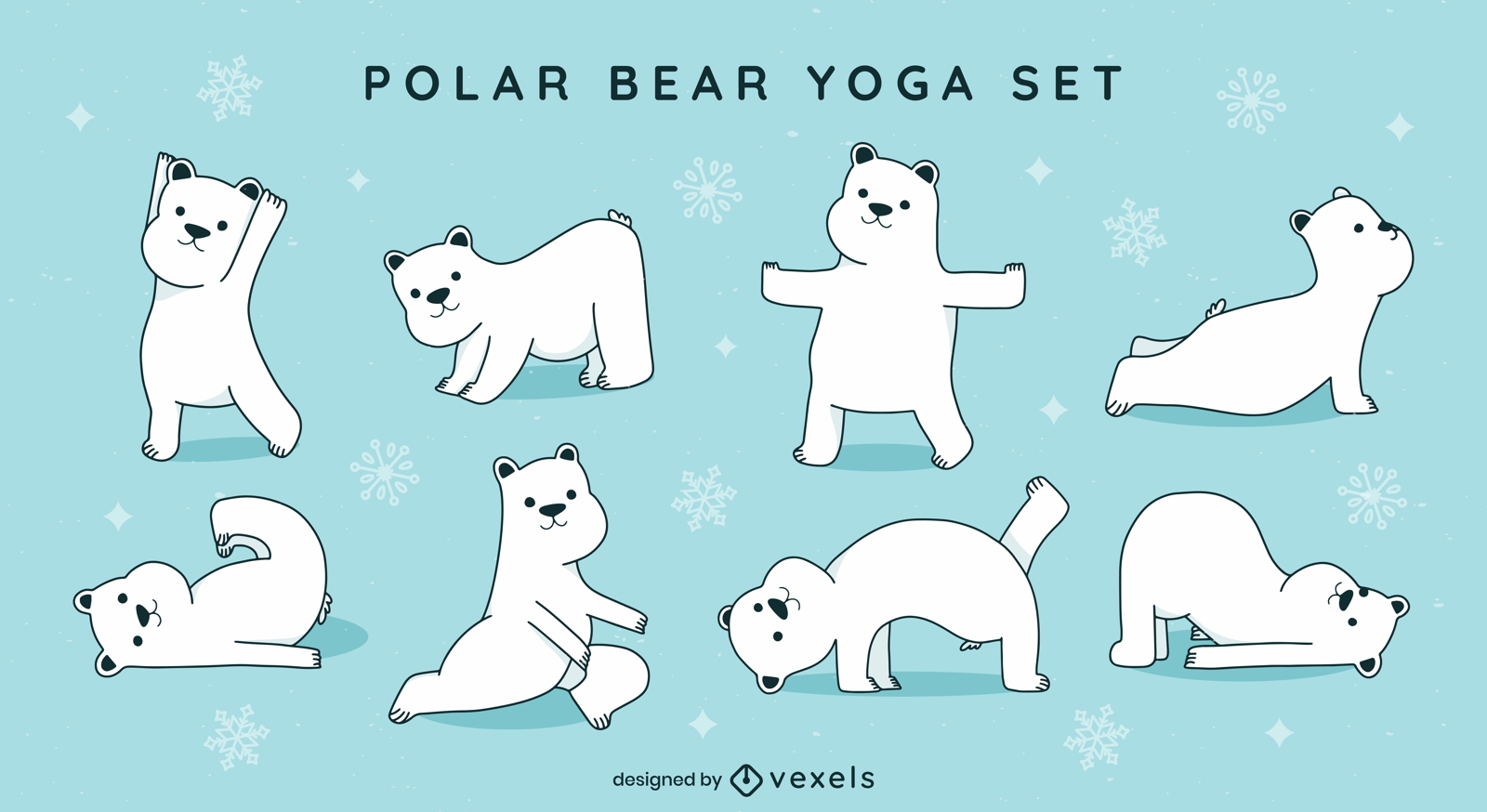 Conjunto de caracteres de yoga de oso polar