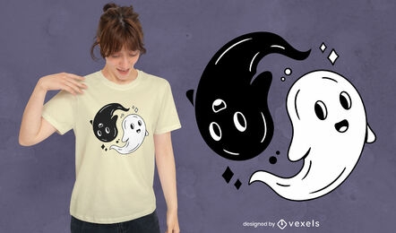 Design de camiseta Ying yang fantasmas