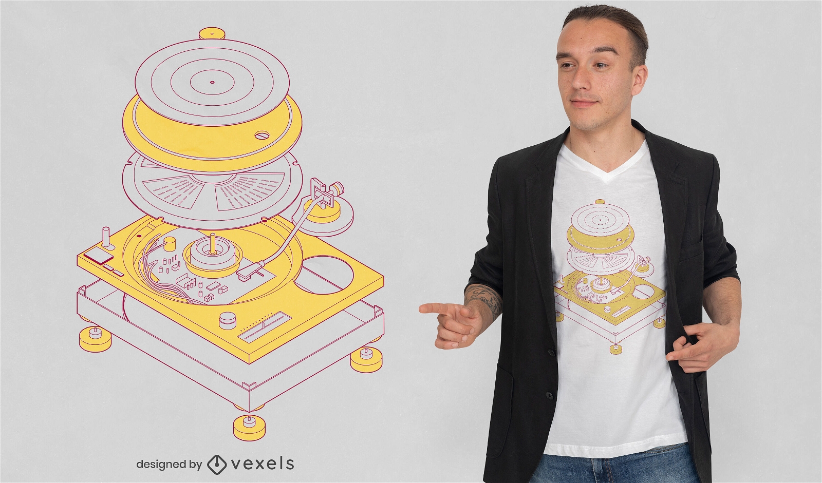 Turntable exploded view t-shirt design