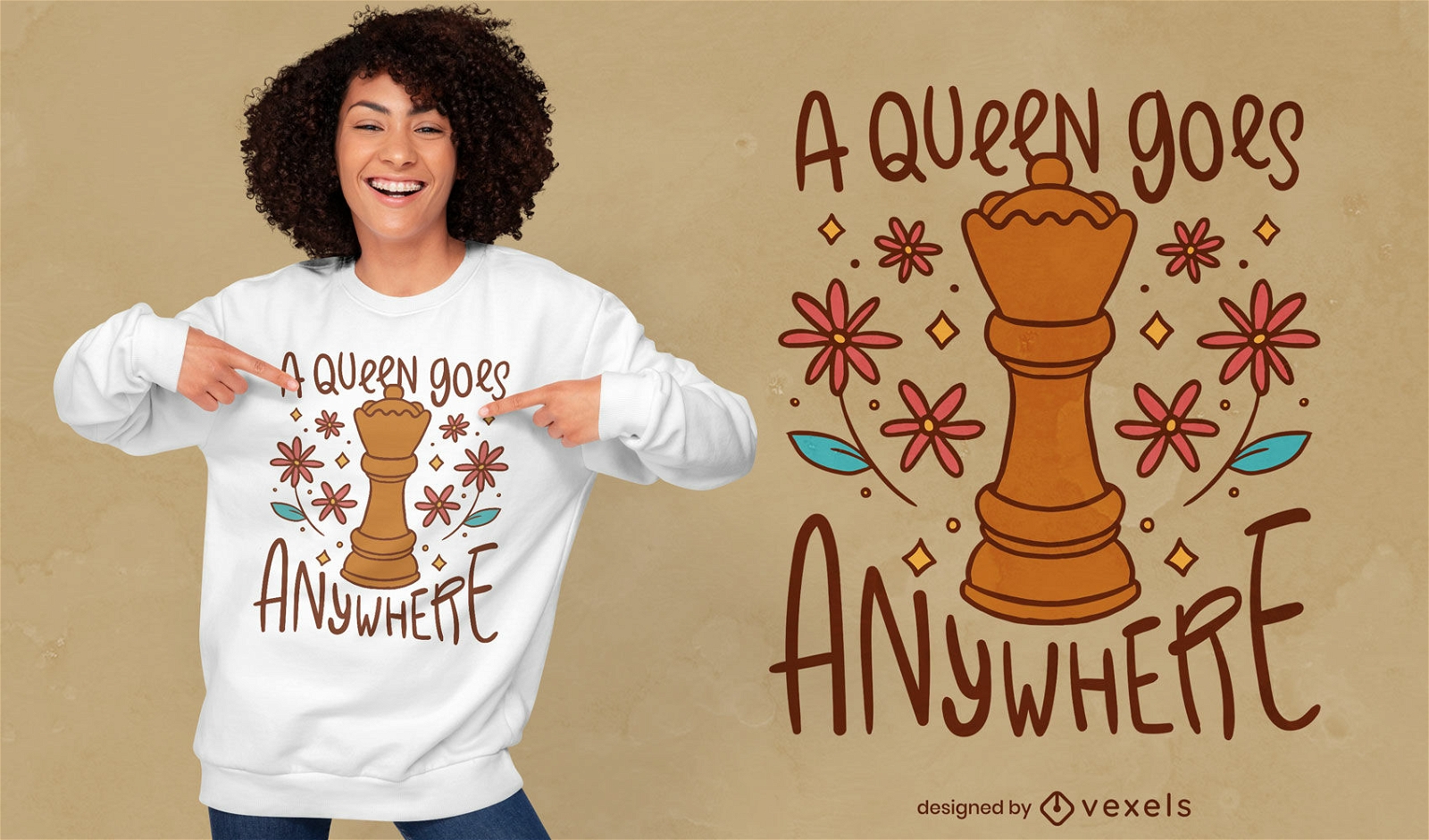 Divertido diseño de camiseta de reina de ajedrez.